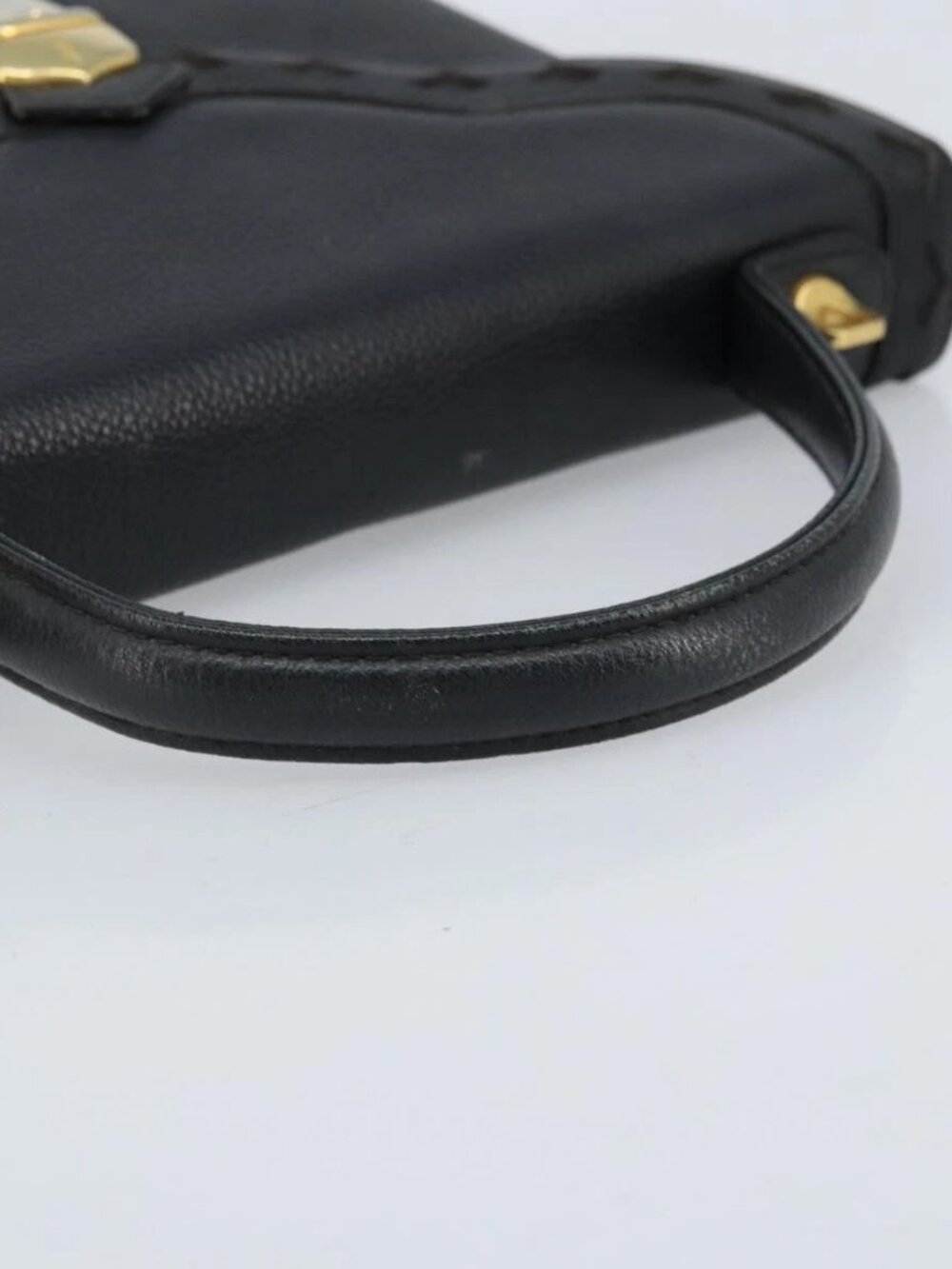 SAINT LAURENT Hand Bag Leather Black Gold Auth 174481 - Picture 8 of 15